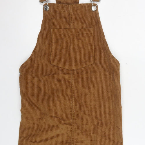 Stradivarius Women Brown Corduroy Dungaree Dress UK 12 Adjustable Strap