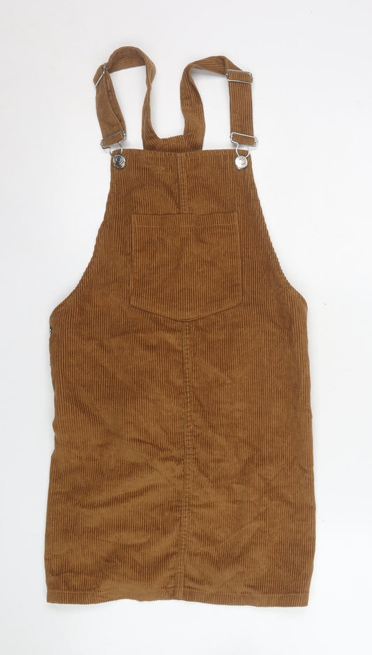 Stradivarius Women Brown Corduroy Dungaree Dress UK 12 Adjustable Strap