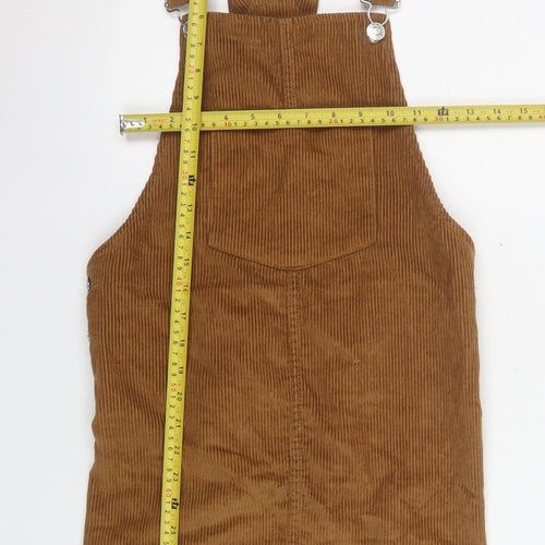 Stradivarius Women Brown Corduroy Dungaree Dress UK 12 Adjustable Strap
