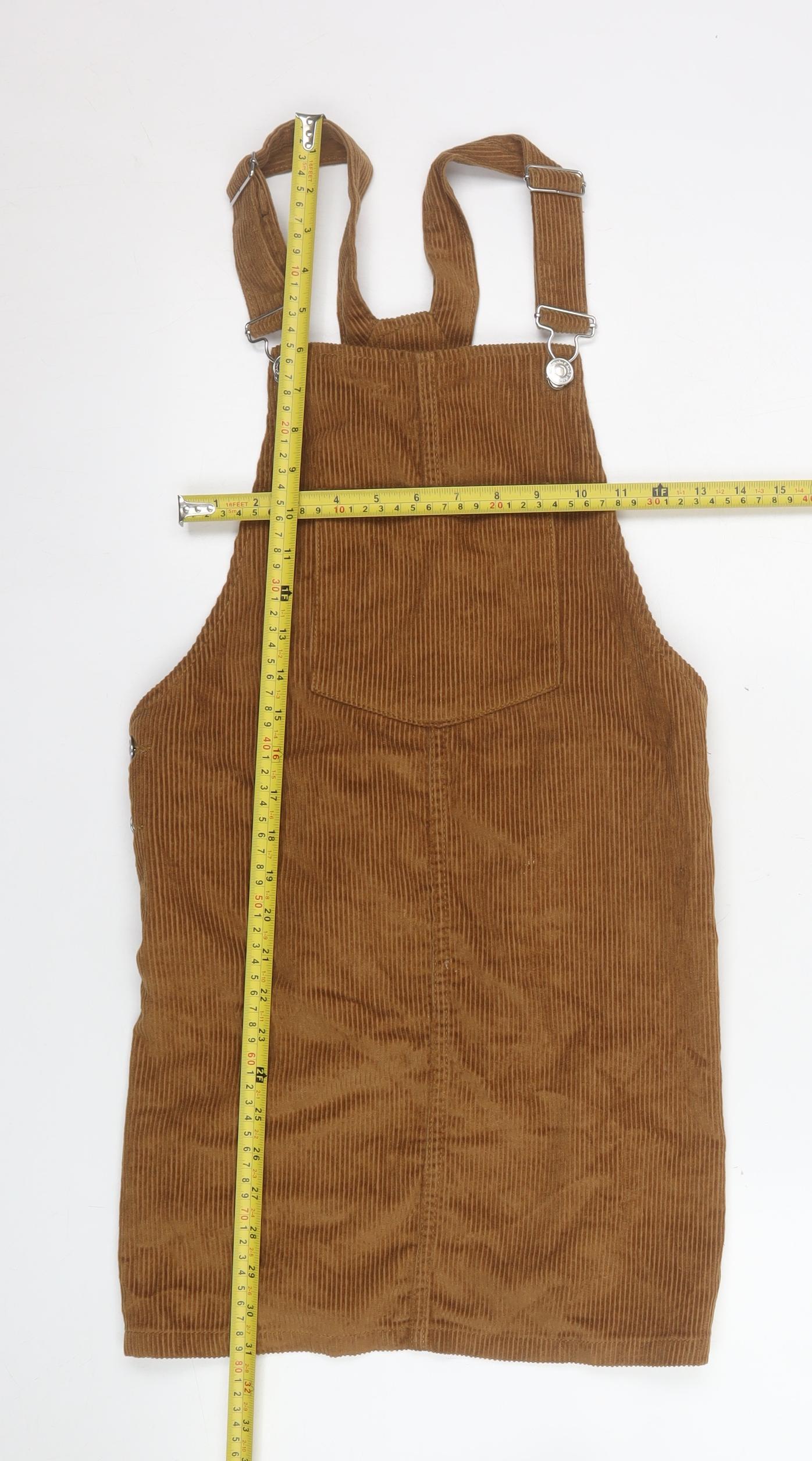 Stradivarius Women Brown Corduroy Dungaree Dress UK 12 Adjustable Strap