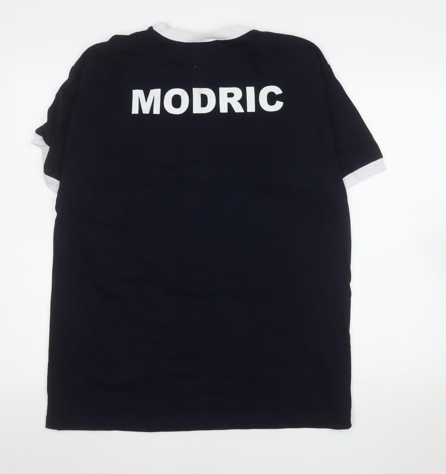 TOFFS Men's Blue Cotton Football T-Shirt Size M Modric Retro Style