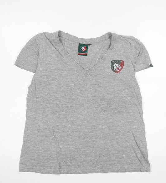 Leicester Tigers Womens Grey Size 16 V-Neck T-Shirt