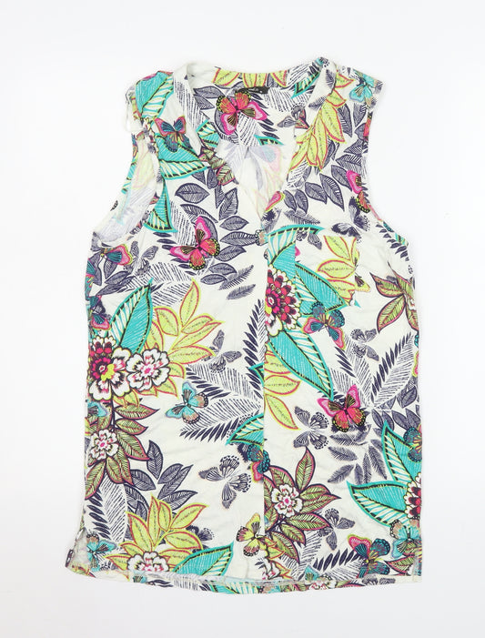 M&Co Women's Multicoloured Floral Viscose Sleeveless Camisole Top Size 10