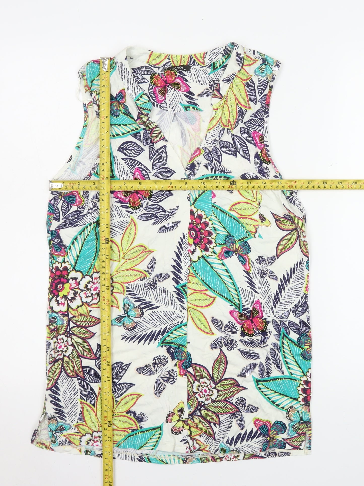 M&Co Women's Multicoloured Floral Viscose Sleeveless Camisole Top Size 10