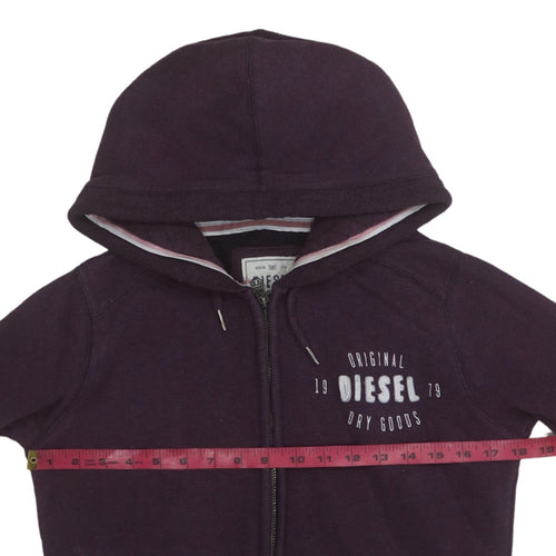 Diesel Womens Purple Full Zip Hoodie Medium Cotton Blend Casual