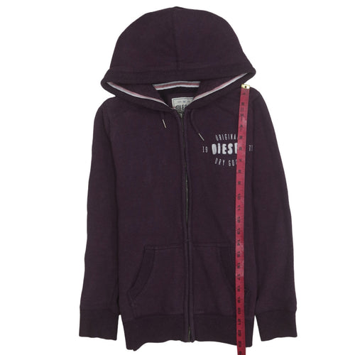 Diesel Womens Purple Full Zip Hoodie Medium Cotton Blend Casual