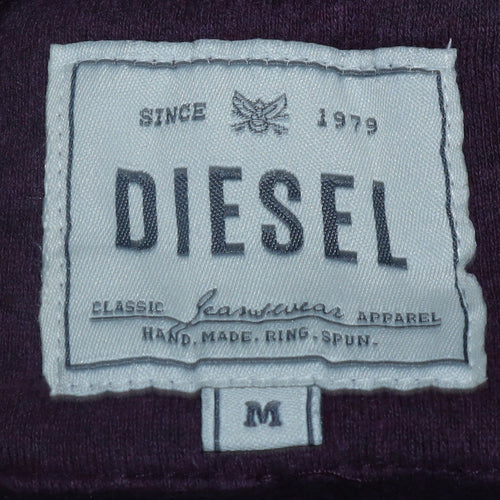 Diesel Womens Purple Full Zip Hoodie Medium Cotton Blend Casual