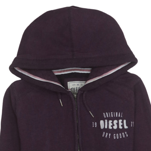 Diesel Womens Purple Full Zip Hoodie Medium Cotton Blend Casual