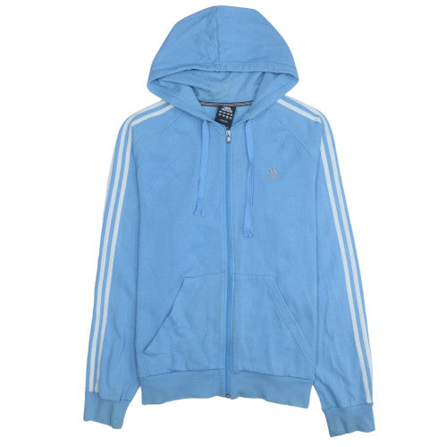 Adidas Men's Blue Full Zip Hoodie Size L Cotton Blend Athletic Style
