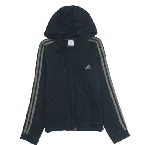 Adidas Womens Black Full Zip Hoodie Size L 100% Cotton Classic Fit