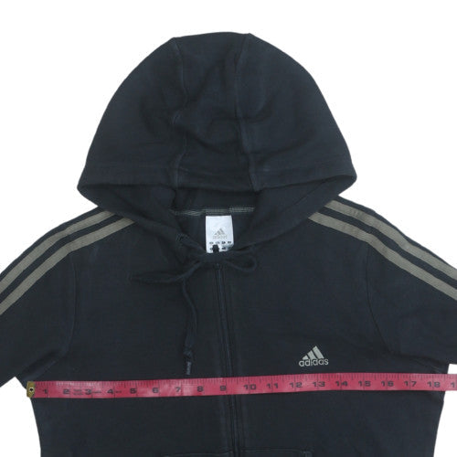 Adidas Womens Black Full Zip Hoodie Size L 100% Cotton Classic Fit