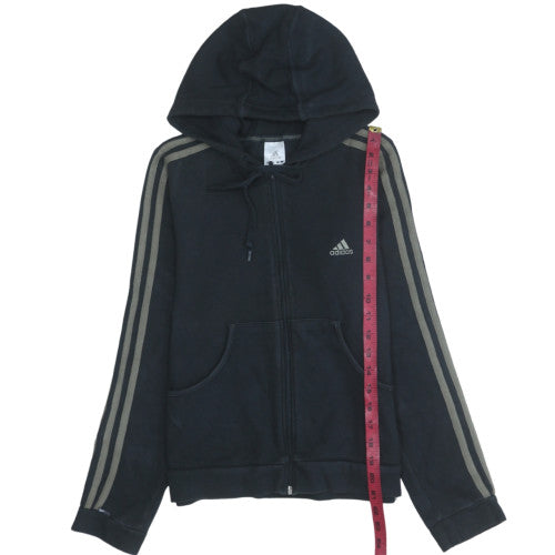 Adidas Womens Black Full Zip Hoodie Size L 100% Cotton Classic Fit