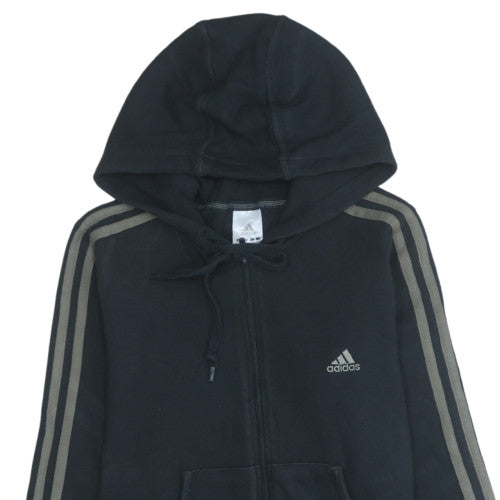 Adidas Womens Black Full Zip Hoodie Size L 100% Cotton Classic Fit
