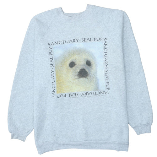 Sanctuary Women's Grey Seal Pup Graphic Pullover Sweatshirt XL