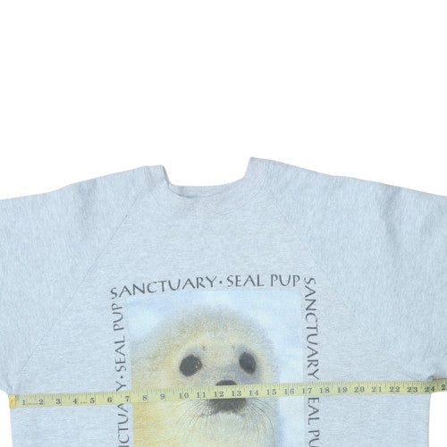 Sanctuary Women's Grey Seal Pup Graphic Pullover Sweatshirt XL