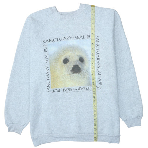 Sanctuary Women's Grey Seal Pup Graphic Pullover Sweatshirt XL