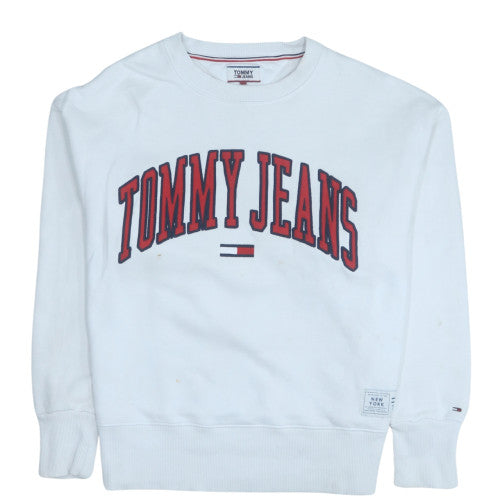 Tommy Jeans Men's White Cotton Crew Neck Sweatshirt M