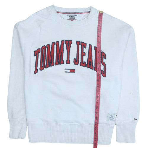 Tommy Jeans Men's White Cotton Crew Neck Sweatshirt M