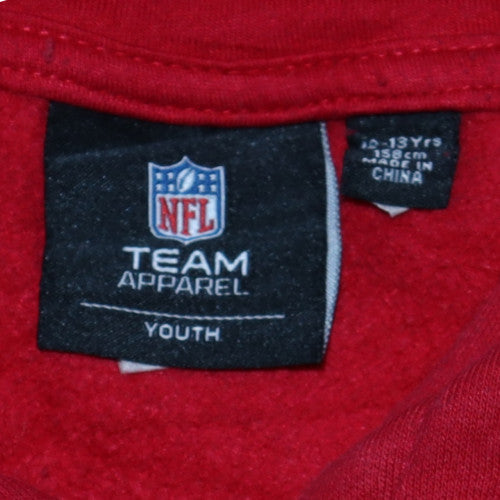 NFL Team Apparel Boys Red Pullover Hoodie 12-13 Years 158cm Cotton Blend