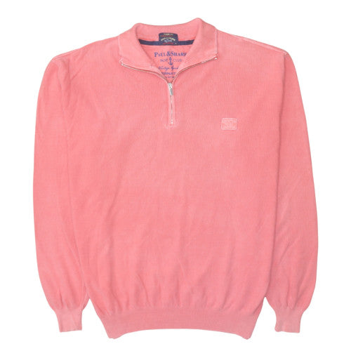 Paul & Shark Men’s Pink Cotton Half Zip Jumper Size L Yachting Knitwear