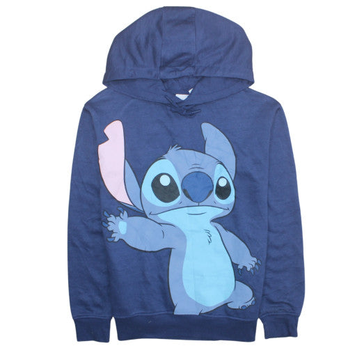 Disney Stitch Blue Hoodie Womens 2XS Pullover Casual Cotton Primark