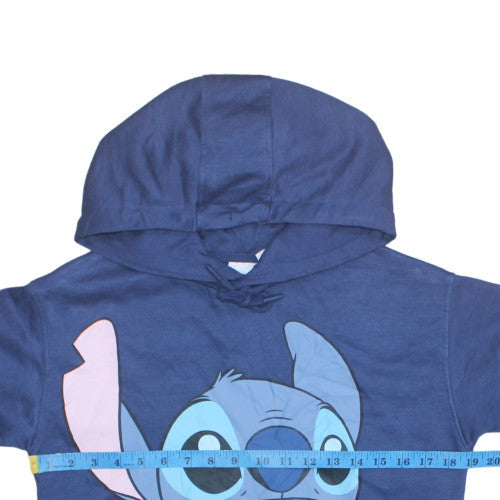 Disney Stitch Blue Hoodie Womens 2XS Pullover Casual Cotton Primark