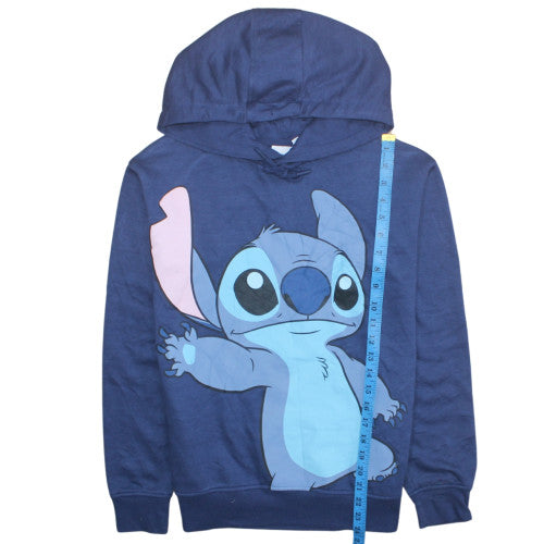 Disney Stitch Blue Hoodie Womens 2XS Pullover Casual Cotton Primark