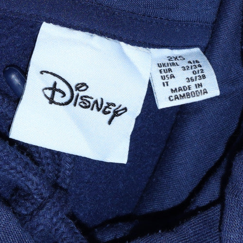 Disney Stitch Blue Hoodie Womens 2XS Pullover Casual Cotton Primark