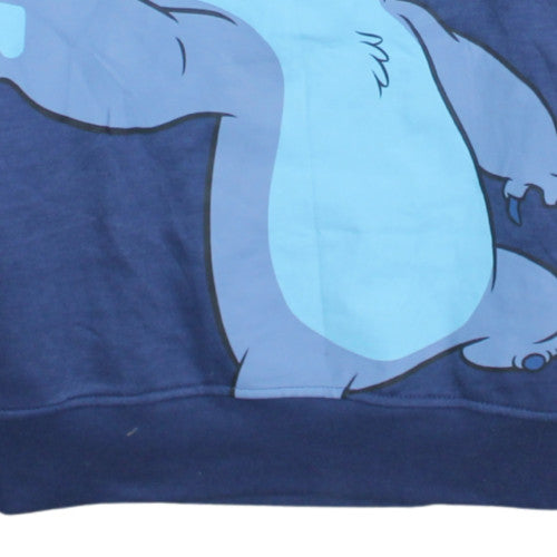 Disney Stitch Blue Hoodie Womens 2XS Pullover Casual Cotton Primark