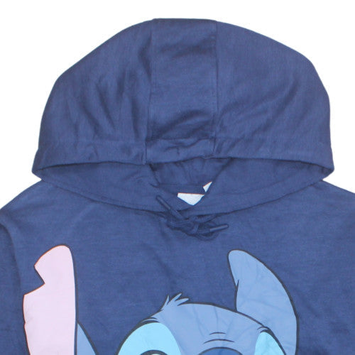 Disney Stitch Blue Hoodie Womens 2XS Pullover Casual Cotton Primark