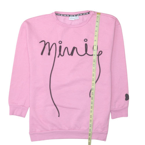 Disney Minnie Pink Sweatshirt Womens S Crew Neck Pullover Cotton