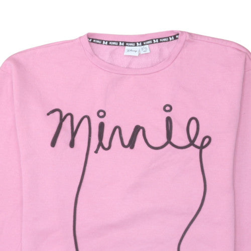 Disney Minnie Pink Sweatshirt Womens S Crew Neck Pullover Cotton