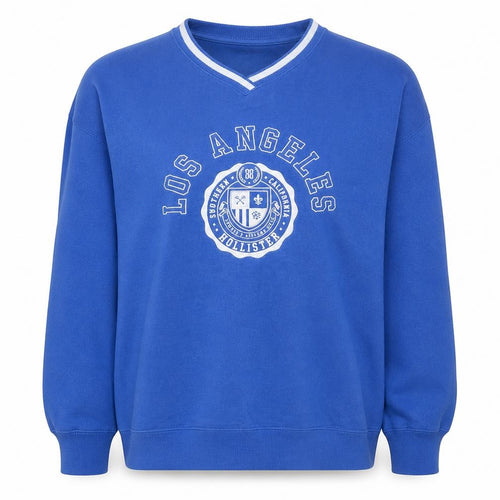 Hollister Women's Blue Pullover Sweatshirt S Los Angeles Graphic Cotton Blend