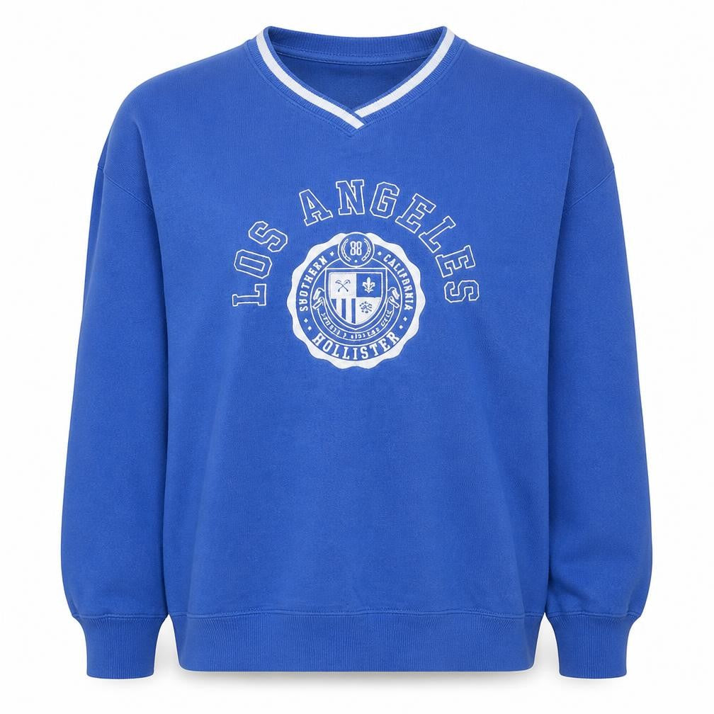 Hollister Women's Blue Pullover Sweatshirt S Los Angeles Graphic Cotton Blend