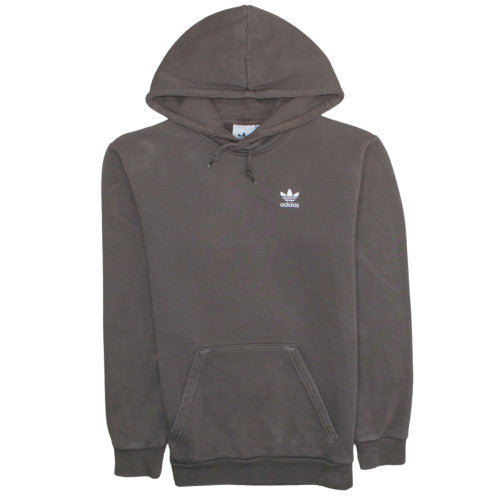 Adidas Men's Brown XS Pullover Hoodie with Logo and Kangaroo Pouch