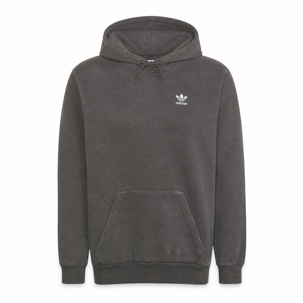 Front view of Adidas Men's Brown XS Pullover Hoodie with Logo and Kangaroo Pouch