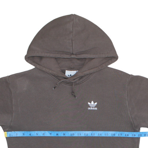 Adidas Men's Brown XS Pullover Hoodie with Logo and Kangaroo Pouch