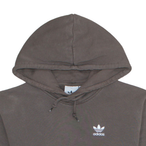 Adidas Men's Brown XS Pullover Hoodie with Logo and Kangaroo Pouch