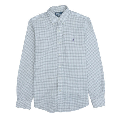 Ralph Lauren Men’s Blue Check Slim Fit Cotton Long Sleeve Shirt 15.5 39