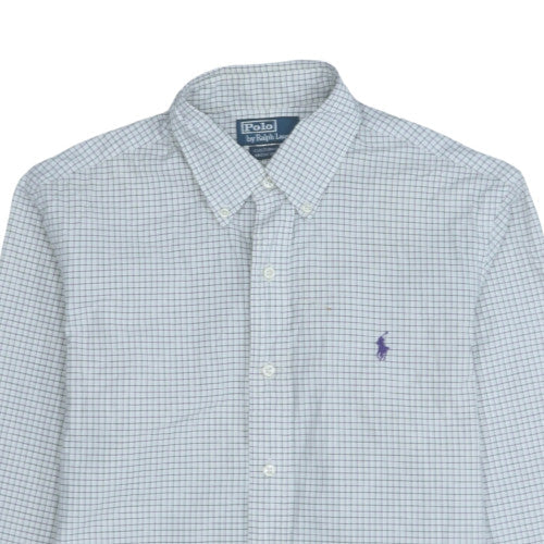 Ralph Lauren Men’s Blue Check Slim Fit Cotton Long Sleeve Shirt 15.5 39