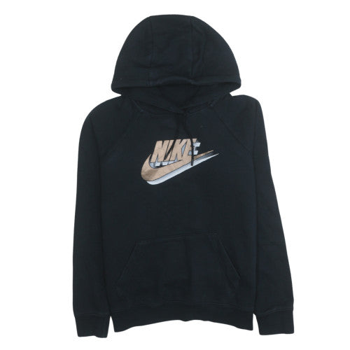 Nike Womens Black XS Pullover Hoodie Gold Logo Sweatshirt
