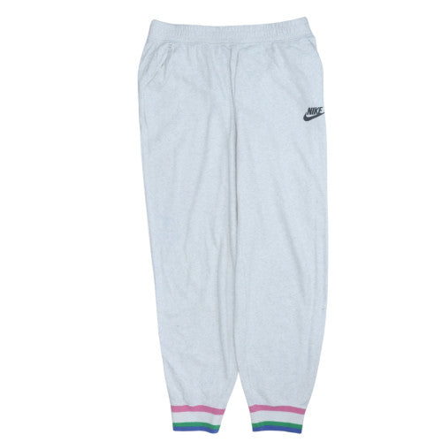 Nike Womens Grey Fleece Sweatpants M Elastic Waist Pockets Cuffed