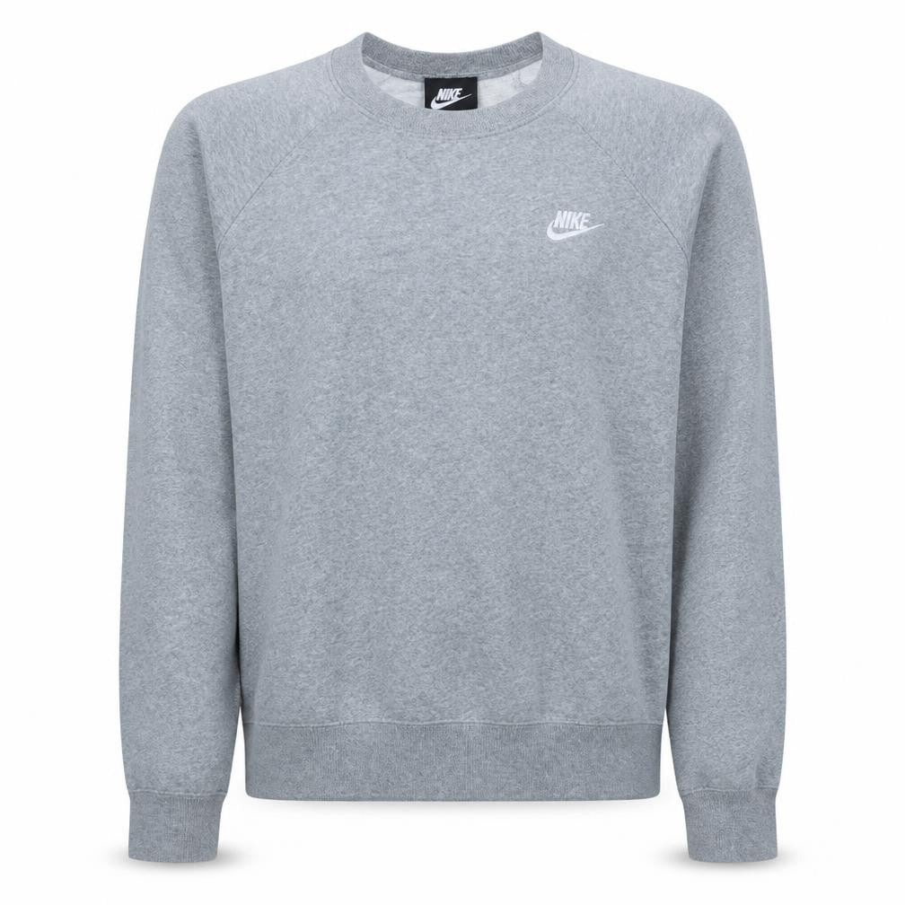 Front view of Nike Men's Grey Crew Neck Pullover Sweatshirt M Regular Fit