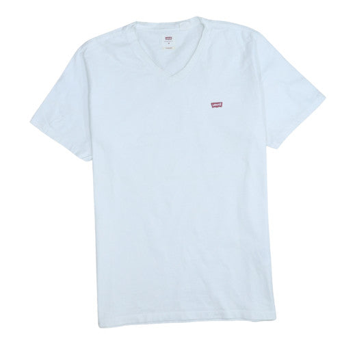 Levi's Men's White V-Neck Cotton T-Shirt Size M Standard Fit