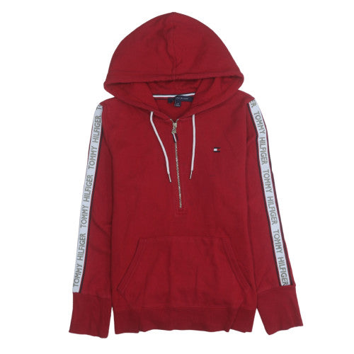 Tommy Hilfiger Men's Red Logo 1/2 Zip Hoodie Size L