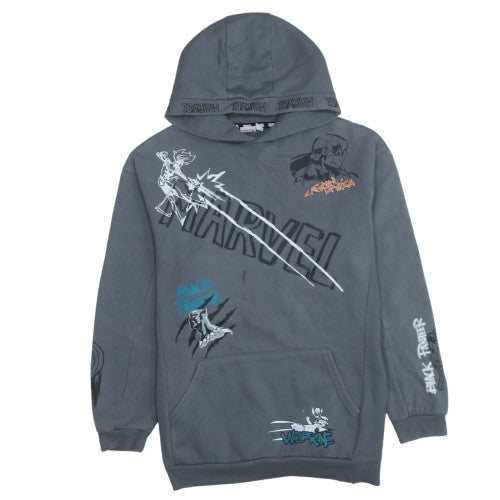 Marvel Boys Grey Pullover Hoodie 14-15 Years Captain America Wolverine Print