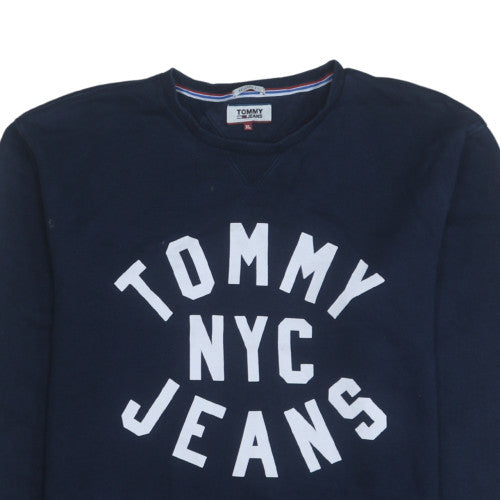 Tommy Jeans Men's Blue XL Relaxed Fit Crew Neck Sweatshirt