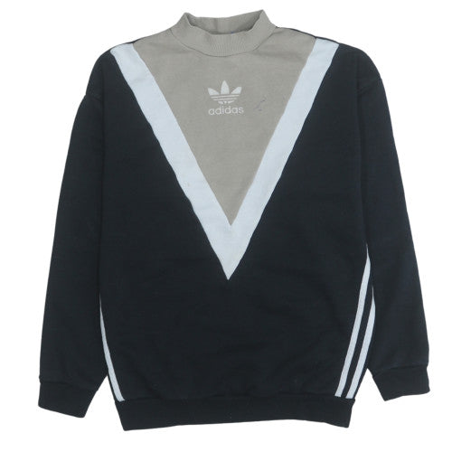 Adidas Women's Black & Grey Pullover Sweatshirt Size 6 V-Neck Logo Style