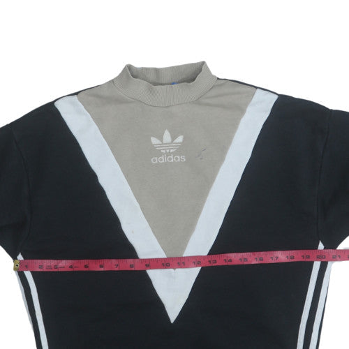 Adidas Women's Black & Grey Pullover Sweatshirt Size 6 V-Neck Logo Style