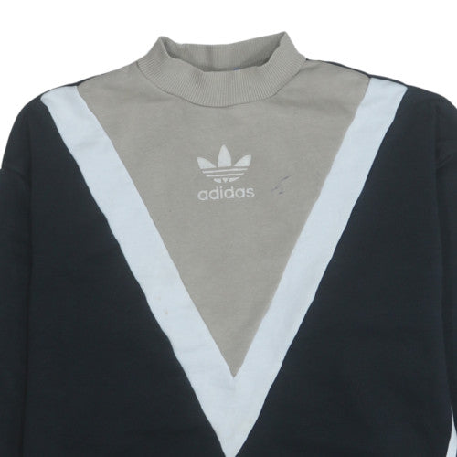 Adidas Women's Black & Grey Pullover Sweatshirt Size 6 V-Neck Logo Style